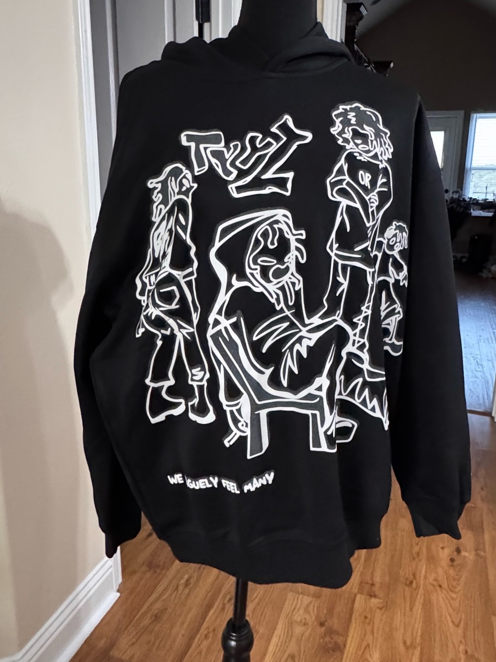 Black Graphic Cartoon Hoodie